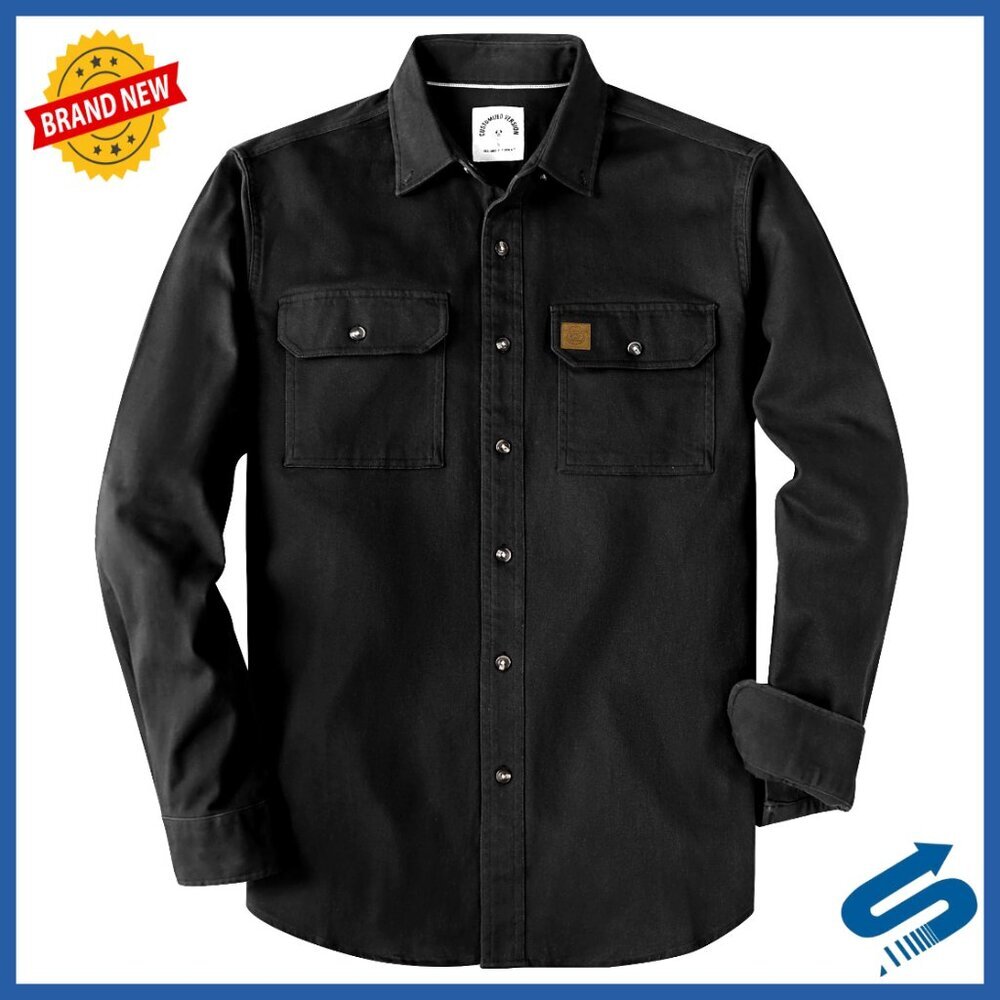 Men's Long Sleeve Button Down Shirt Cotton Spandex Regular Fit Two Pocket
